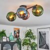 Koyoto Plafondlamp, Kogellampje Blauw, Groen, Koperkleurig, 4-lichts
