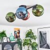 Koyoto Plafondlamp, Kogellampje Blauw, Groen, Koperkleurig, 4-lichts
