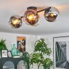 Koyoto Plafondlamp, Kogellampje Chroom, Goud, Duidelijk, Koperkleurig, Rookkleurig, 4-lichts