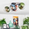 Koyoto Plafondlamp, Kogellampje Blauw, Groen, Duidelijk, Koperkleurig, 4-lichts