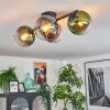 Koyoto Plafondlamp, Kogellampje Blauw, Groen, Duidelijk, Koperkleurig, 4-lichts