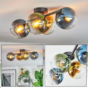 Koyoto Plafondlamp, Kogellampje Blauw, Goud, Groen, Duidelijk, 4-lichts