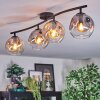 Ripoll Plafondlamp, Kogellampje Amber, Duidelijk, Rookkleurig, 4-lichts