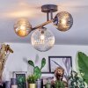 Chehalis Plafondlamp, Kogellampje Amber, Duidelijk, Rookkleurig, 3-lichts