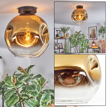 Ripoll Plafondlamp, Kogellampje Goud, Duidelijk, 1-licht