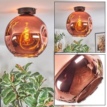 Ripoll Plafondlamp, Kogellampje Koperkleurig, 1-licht