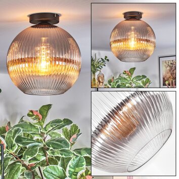 Koyoto Plafondlamp, Kogellampje 30 cm Duidelijk, Rookkleurig, 1-licht