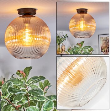 Koyoto Plafondlamp, Kogellampje 30 cm Amber, Duidelijk, 1-licht