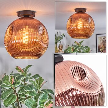 Ripoll Plafondlamp, Kogellampje Koperkleurig, 1-licht