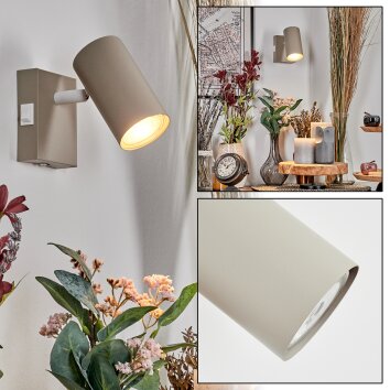 Javel Wandlamp, Muurspot Zandkleurig, Wit, 1-licht