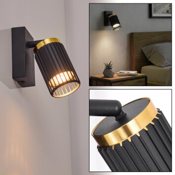 Fenik Wandlamp, Muurspot Zwart, 1-licht