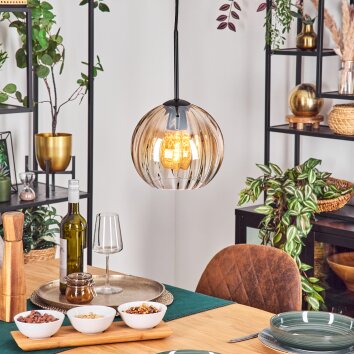 Koyoto Hanglamp, Kogellampje, Hanglamp Amber, Duidelijk, 1-licht
