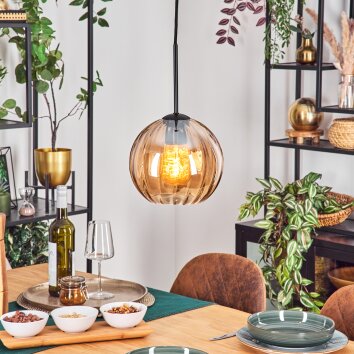 Koyoto Hanglamp, Kogellampje, Hanglamp 20 cm Amber, 1-licht