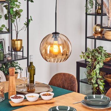 Koyoto Hanglamp, Kogellampje, Hanglamp Amber, 1-licht