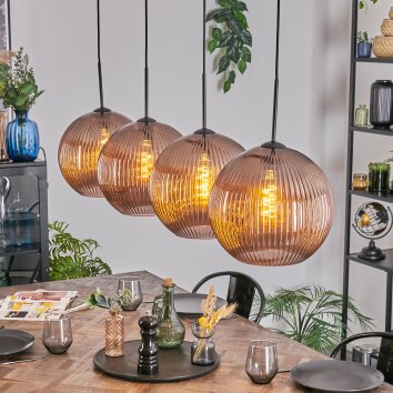 Koyoto Hanglamp, Kogellampje, Hanglamp Koperkleurig, 4-lichts