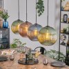 Koyoto Hanglamp, Kogellampje, Hanglamp Blauw, Groen, Koperkleurig, 4-lichts