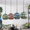 Koyoto Hanglamp, Kogellampje, Hanglamp Blauw, Groen, Koperkleurig, 4-lichts
