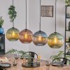 Koyoto Hanglamp, Kogellampje, Hanglamp Blauw, Groen, Koperkleurig, 4-lichts
