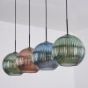Koyoto Hanglamp, Kogellampje, Hanglamp Blauw, Groen, Koperkleurig, 4-lichts
