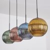 Koyoto Hanglamp, Kogellampje, Hanglamp Blauw, Goud, Groen, Koperkleurig, 4-lichts