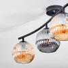 Ripoll Plafondlamp, Kogellampje Amber, Rookkleurig, 4-lichts