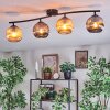 Ripoll Plafondlamp, Kogellampje Amber, Rookkleurig, 4-lichts