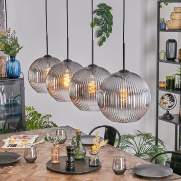 Koyoto Hanglamp, Kogellampje, Hanglamp Duidelijk, Rookkleurig, 4-lichts