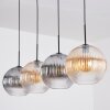 Koyoto Hanglamp, Kogellampje, Hanglamp Amber, Duidelijk, Rookkleurig, 4-lichts