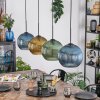Koyoto Hanglamp, Kogellampje, Hanglamp Blauw, Goud, Groen, 4-lichts