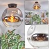 Ripoll Plafondlamp, Kogellampje Chroom, Duidelijk, Rookkleurig, 1-licht