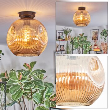 Ripoll Plafondlamp, Kogellampje Amber, 1-licht