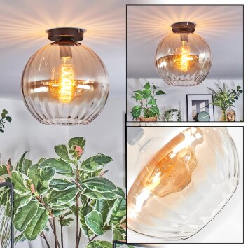 Koyoto Plafondlamp, Kogellampje 30 cm Amber, Duidelijk, 1-licht