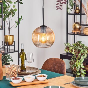 Koyoto Hanglamp, Kogellampje, Hanglamp 20 cm Amber, Duidelijk, 1-licht