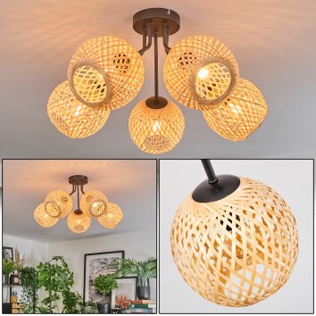 Basto Plafondlamp, Kogellampje Natuurlijke kleuren, 5-lichts