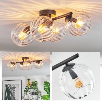Koyoto Plafondlamp, Kogellampje Duidelijk, 4-lichts