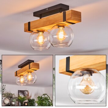 Sernadelo Plafondlamp, Kogellampje Natuurlijke kleuren, Zwart, 2-lichts