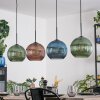 Koyoto Hanglamp, Kogellampje, Hanglamp Blauw, Groen, Koperkleurig, 4-lichts