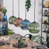 Koyoto Hanglamp, Kogellampje, Hanglamp Blauw, Groen, Koperkleurig, 4-lichts