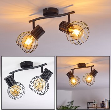 Kenia Plafondlamp Grijs, Zwart, 2-lichts