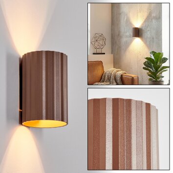 Fonir Licht omhoog & omlaag, Wandlamp Bruin, 1-licht