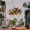 Gastor Hanglamp, Kogellampje, Hanglamp Blauw, Groen, Duidelijk, Koperkleurig, 8-lichts