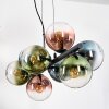 Gastor Hanglamp, Kogellampje, Hanglamp Blauw, Groen, Duidelijk, Koperkleurig, 8-lichts
