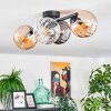 Koyoto Plafondlamp, Kogellampje Amber, Duidelijk, Rookkleurig, 4-lichts