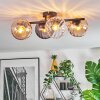 Koyoto Plafondlamp, Kogellampje Amber, Duidelijk, Rookkleurig, 4-lichts