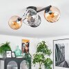 Koyoto Plafondlamp, Kogellampje Amber, Duidelijk, Rookkleurig, 4-lichts