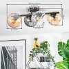 Koyoto Plafondlamp, Kogellampje Amber, Duidelijk, Rookkleurig, 4-lichts