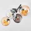 Koyoto Plafondlamp, Kogellampje Amber, Duidelijk, Rookkleurig, 4-lichts
