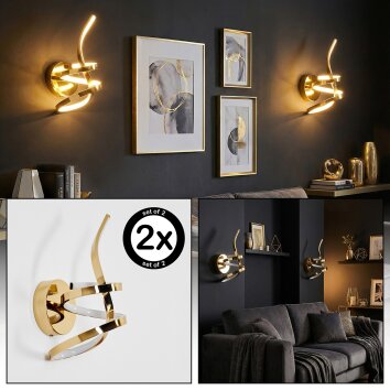 Lunor Wandlamp, Muurspot LED Goud, 1-licht