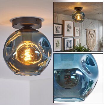 Ripoll Plafondlamp, Kogellampje Blauw, 1-licht