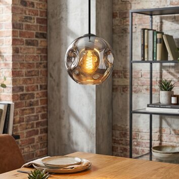 Ripoll Hanglamp, Kogellampje, Hanglamp Rookkleurig, 1-licht